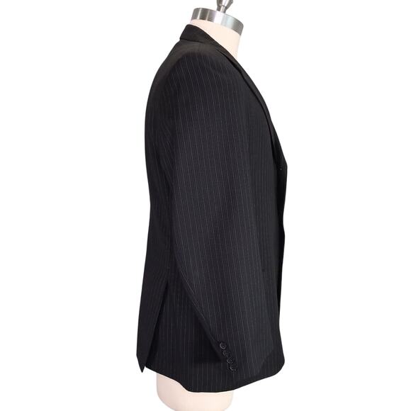 Ungaro Homme Sport Coat Mens 42R Wool Black Pinstripe Jacket Blazer 3 Button - Picture 6 of 13